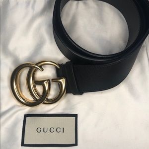GUCCI Leather Belt with Double G Buckle- 82in